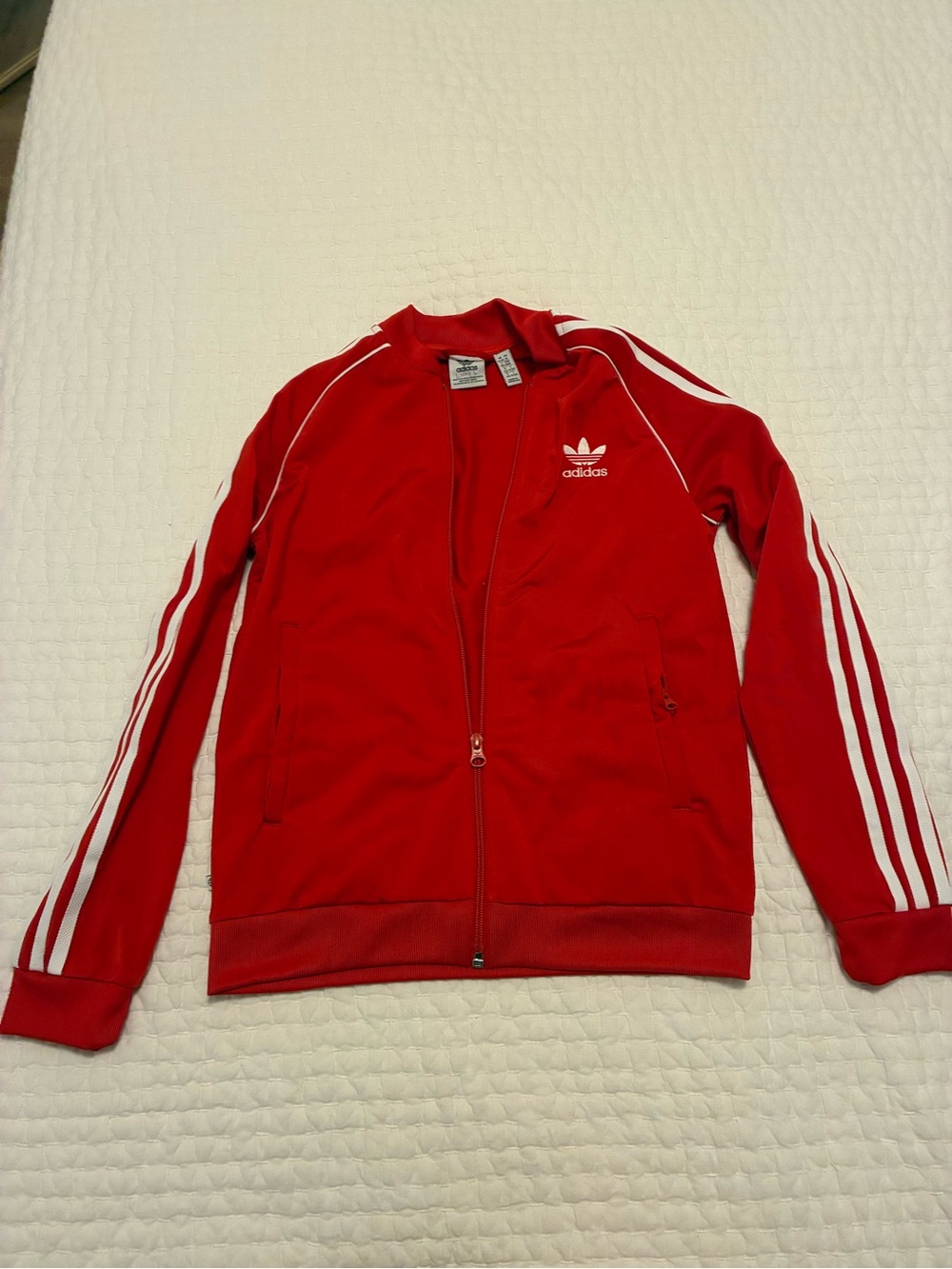 adidas Red Zip-Front Track Jacket with Trefoil Logo